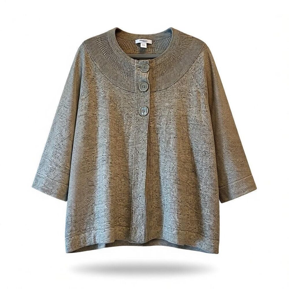 Dressbarn Women's size 18/20 Tan Cardigan Sweater Cotton/Acrylic